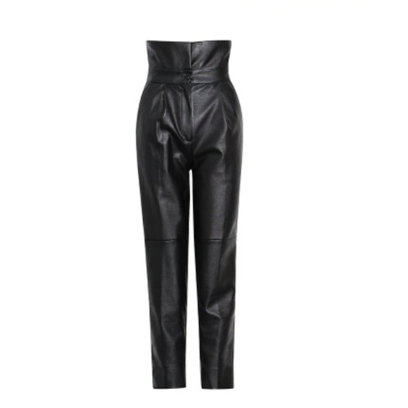 Black Faux Leather Harem Trousers - Picture 4 of 10